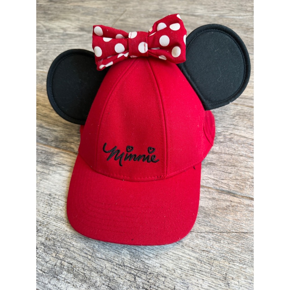 Disney Parks Minnie‎ Mouse Hat 3D Ears Polka Dot Bow Snapback Baseball Cap Girls